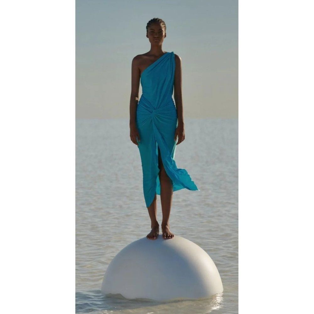 Baobab Miamar One-Shoulder Maxi Dress Blue Shimmer